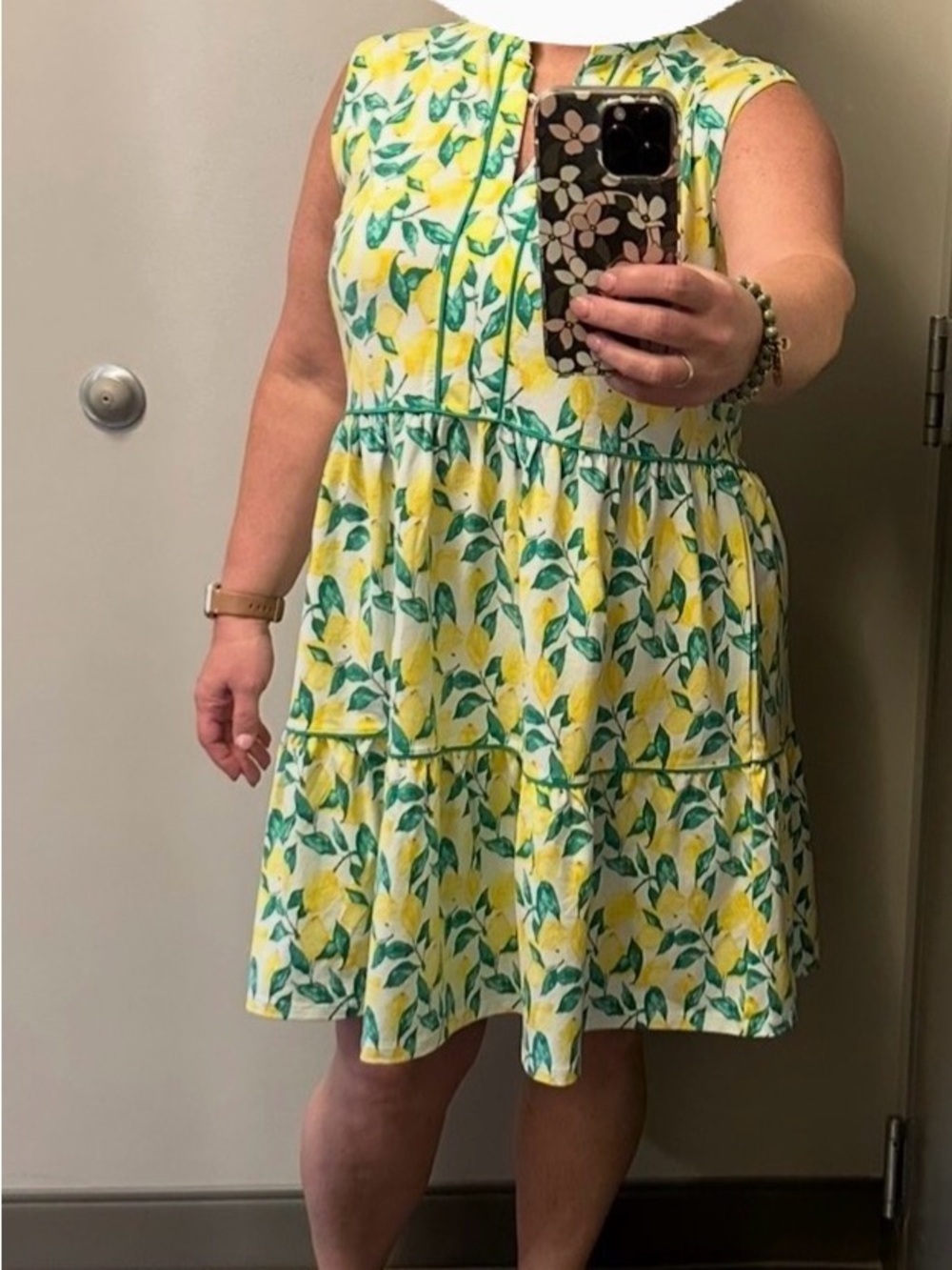 Duffield Lane Lemon Print Tiered Dress - Yellow & Green - Picture 7 of 16